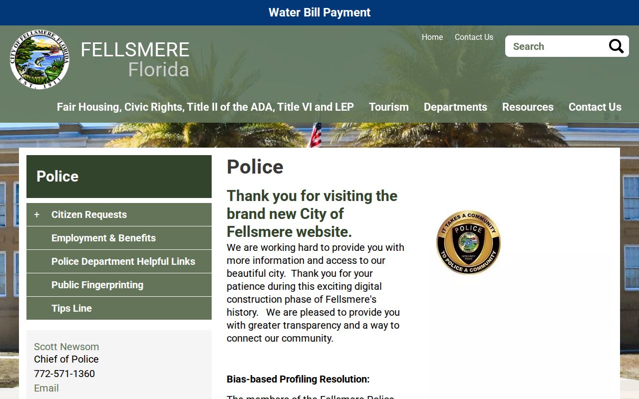 Fellsmere Police Department official webpage