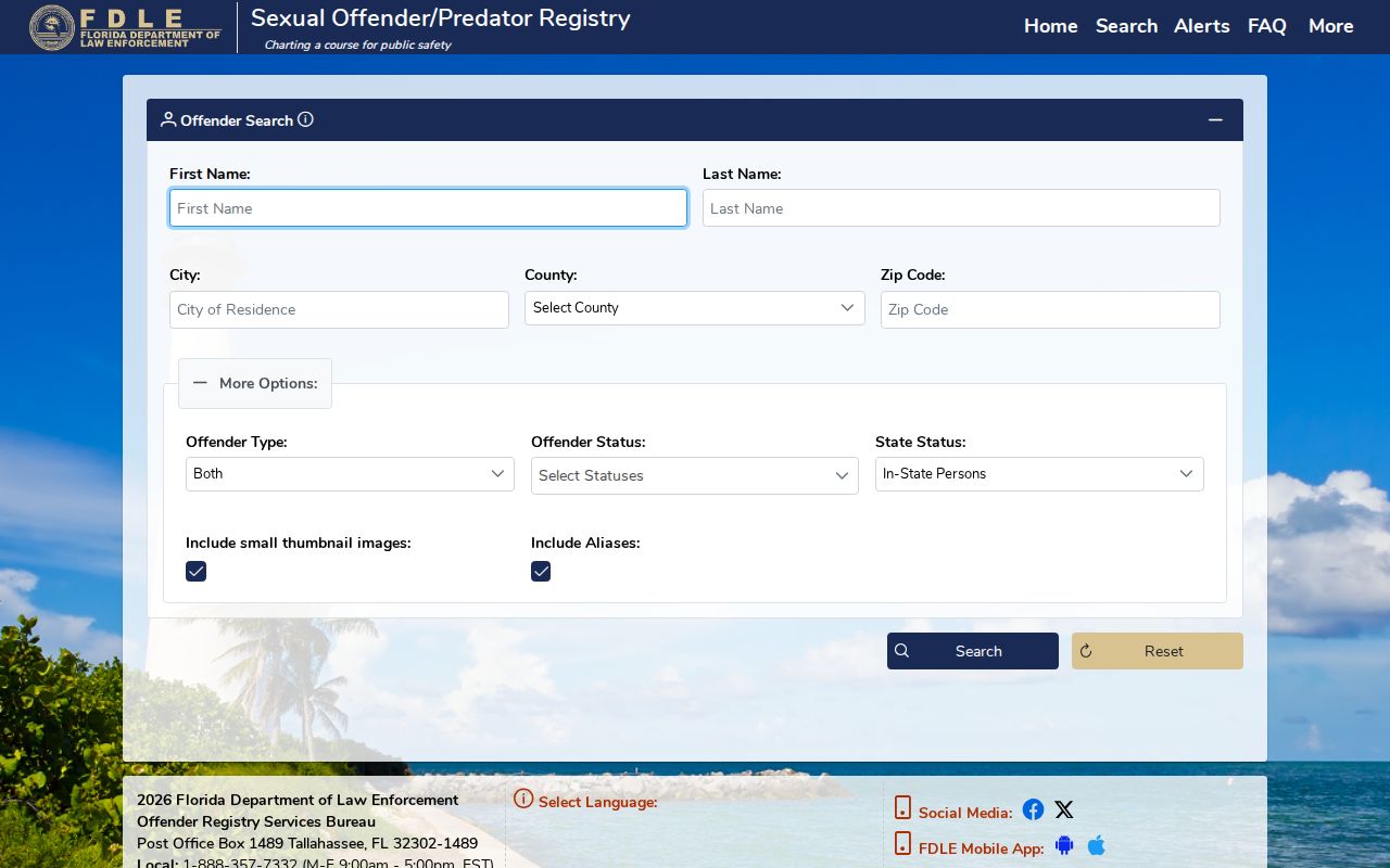 Indian River County sex offender registry search form